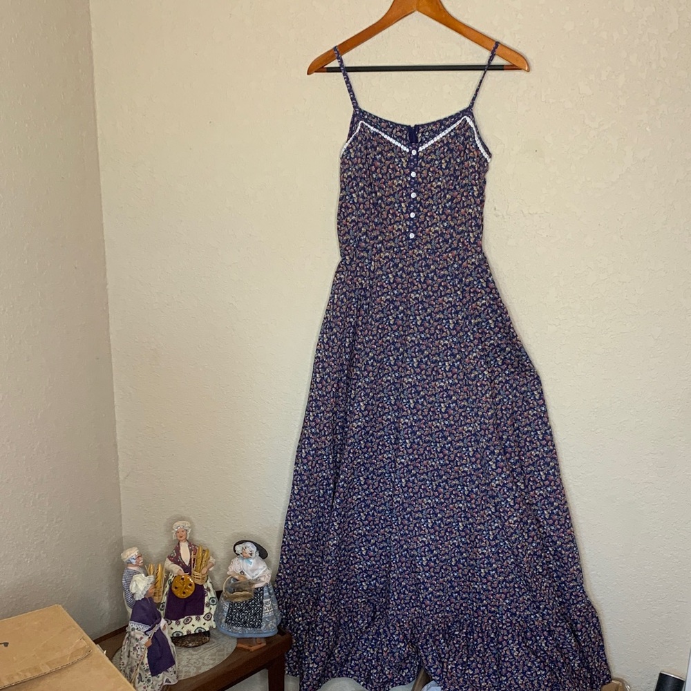 Betty Barclay Vintage Retro Floral Spaghetti Strap Prairie Style Dress